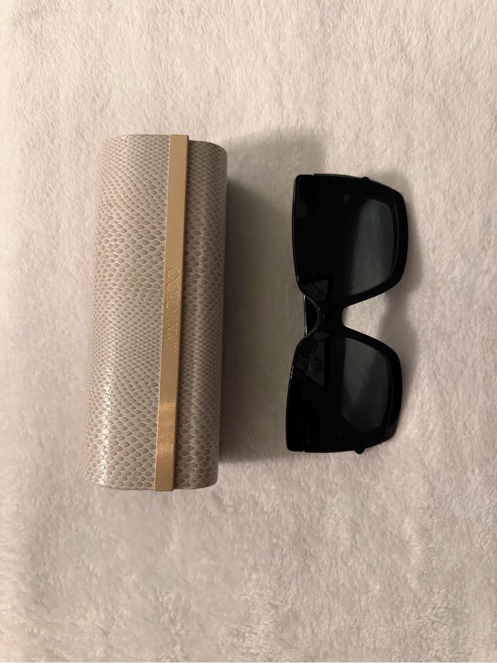 Jimmy Choo Black Oversized Square Sunglasses with Case